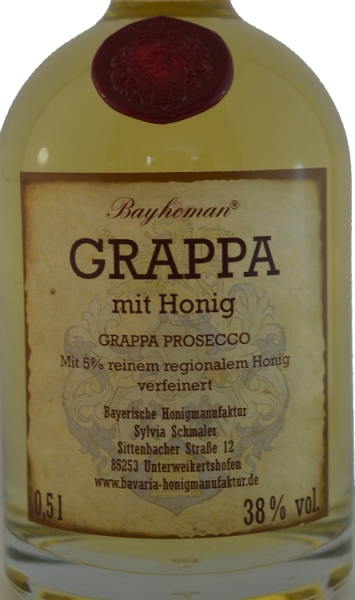 Grappa mit Honig verfeinert  0,5 l    38,0 %/vol